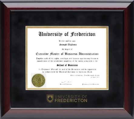 NEW! 120953 Glossy Mahogany diploma frame with black velvet top mat and gold bottom mat and gold foil embossing